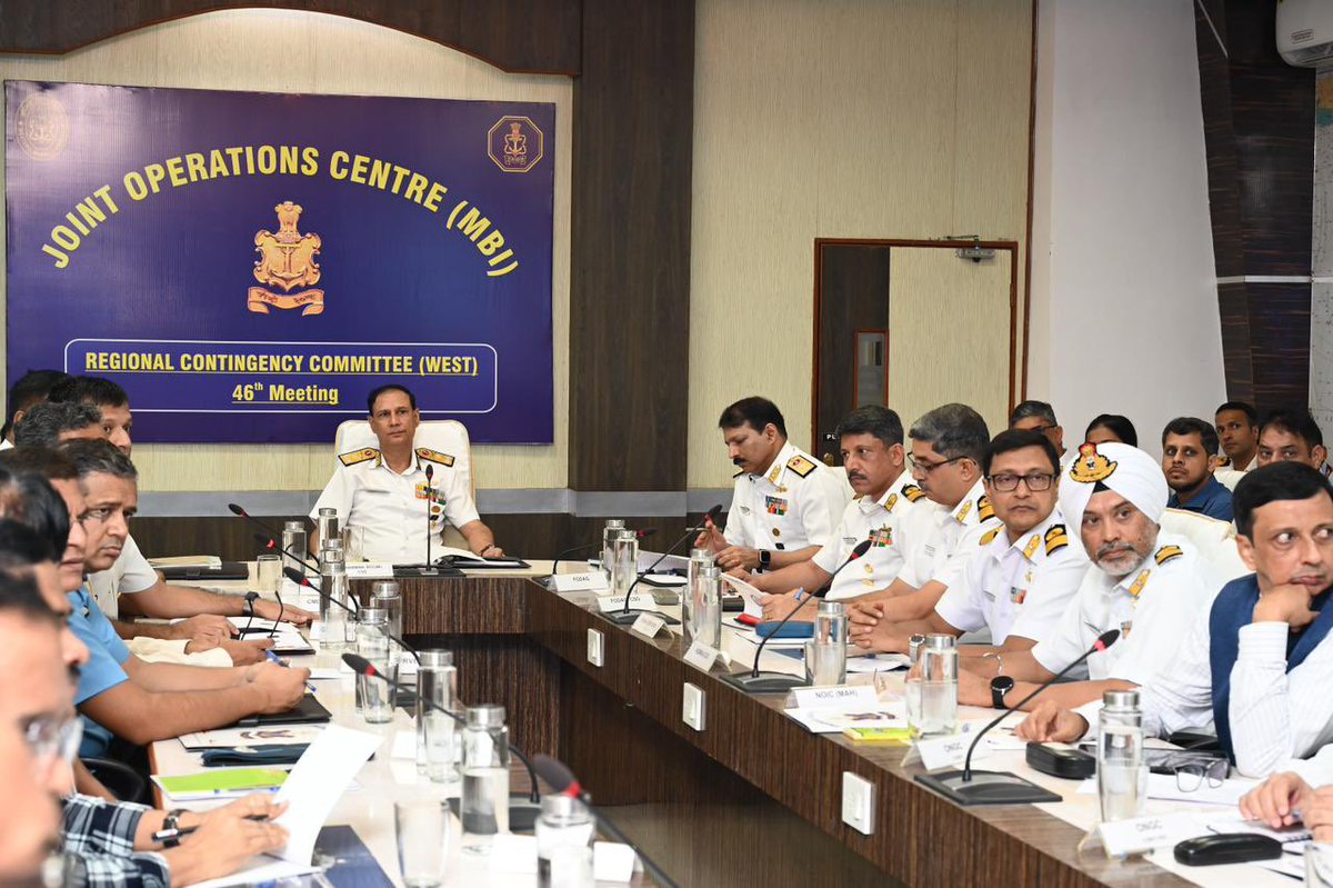 IN_WNC's tweet image. The 46th meeting of the Regional Contingency Committee (West) was held in Mumbai on 20 Jun 24 under the chairmanship of #VAdm Ajay Kochhar, AVSM, NM, COS, #HQWNC.