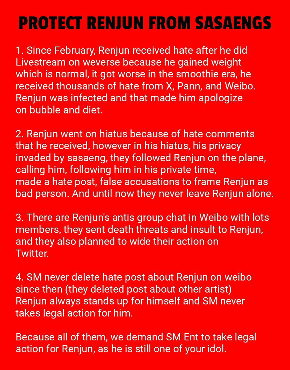PROTECT RENJUN FROM SASAENGS
#JusticeForRenjun
<a href="/SMTOWNGLOBAL/">SMTOWN</a>