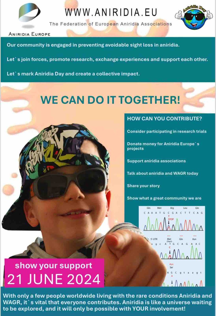Let’s mark Aniridia Day and create a collective impact ! Here are a few ways you can join us in this campaign: Support AE projects, consider participating in research trials, raise awareness, volunteer. WE CAN DO IT TOGETHER! 👉aniridia.eu/about-us/suppo… #AniridiaDay
