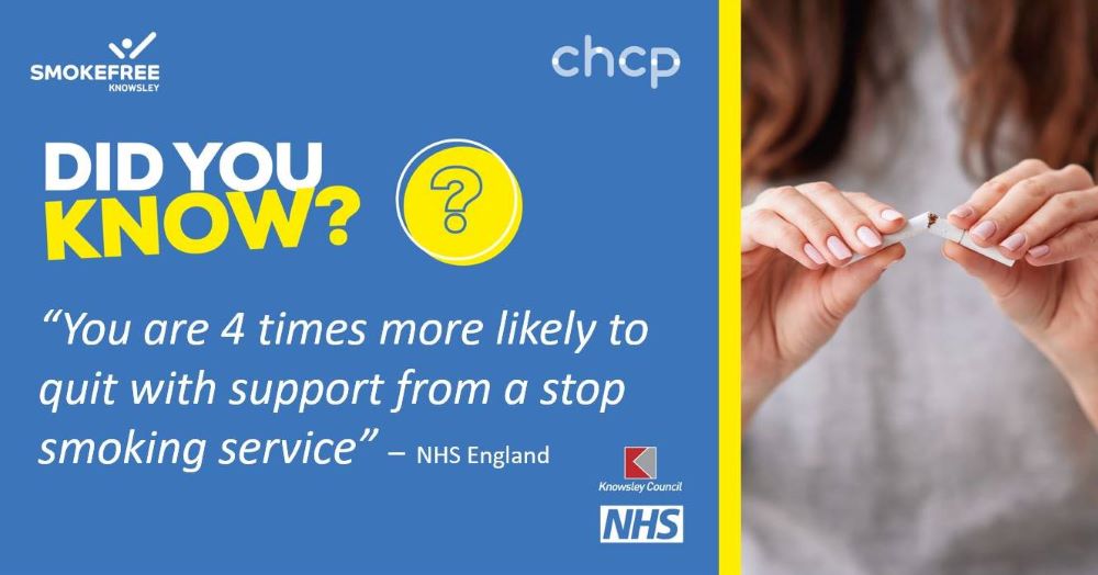 Did you know stopping smoking is one of the best things you can do for your health?

Quitting is easier with the right support! 

#SmokefreeKnowsley offers FREE specialist support to help you quit:
orlo.uk/hll3U