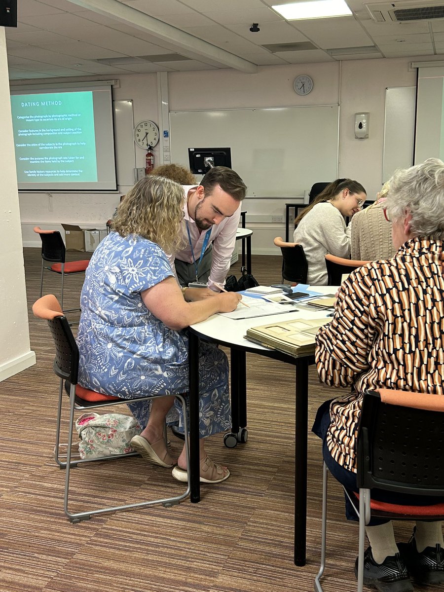 My first workshop Antique Photographs and How To Date Them was held in Livesey House @UCLan. Many brought along their exquisite collections of old photographs. Thank you to the Institute of Creativity, Communities and Culture for the funding. #history #familyhistory #Lancashire