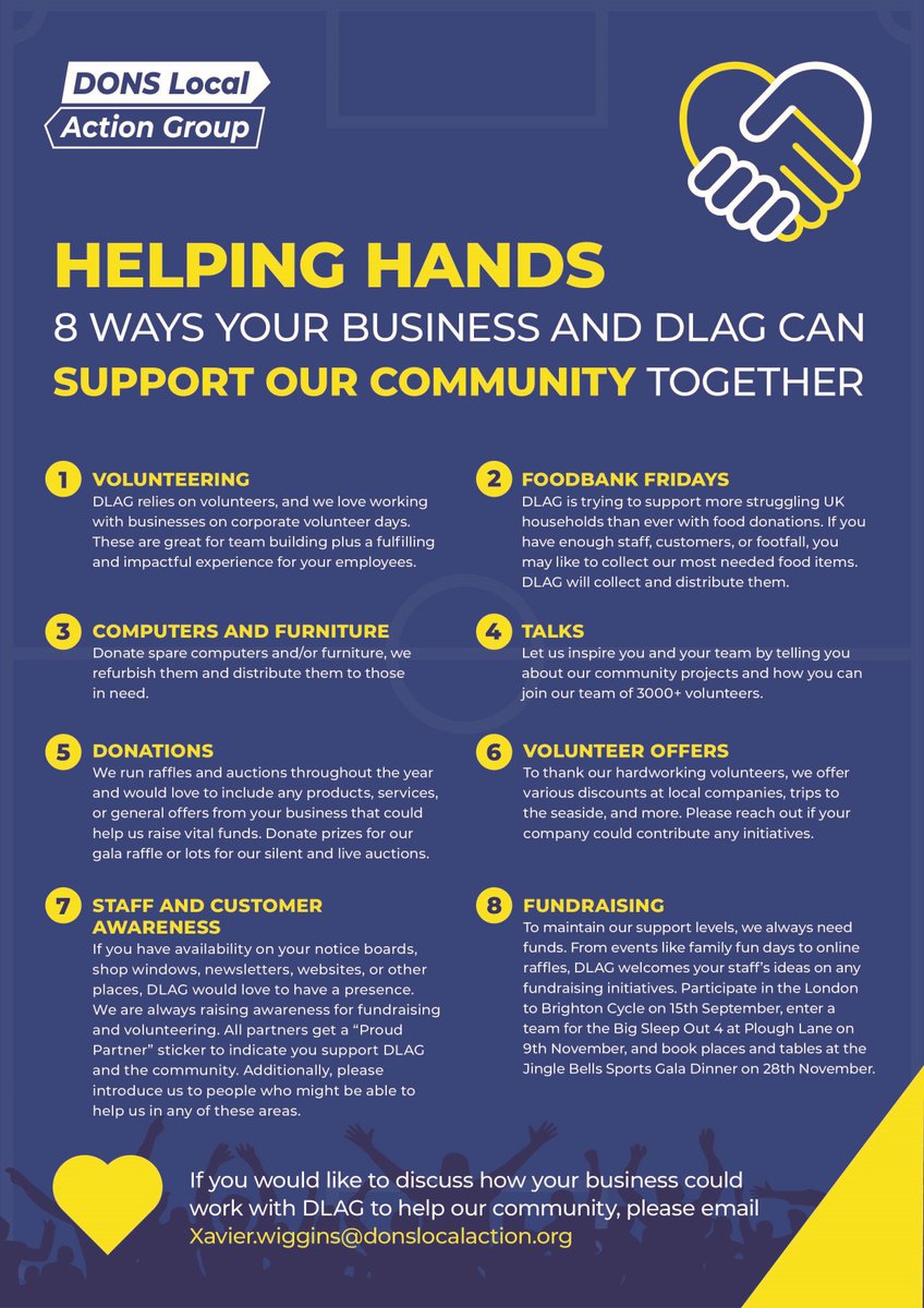We are working with so many kind local, national and international companies as we fight the effects of poverty in Southwest London. 🕴️‍♂️🕴️‍♀️If you work at a company that might like to collaborate with us please do get in touch at info@donslocalaction.org And please share💛💙#csr