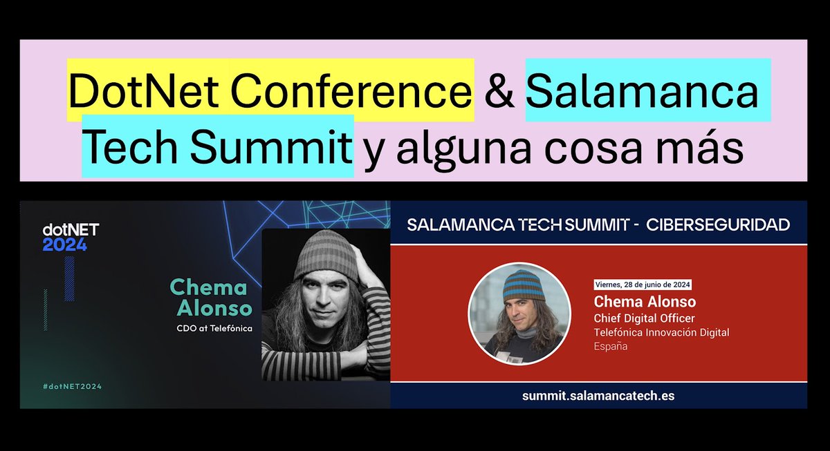 chemaalonso's tweet photo. Hoy doy una charla en #TelefonicaFest a las 12:30 y la semana que viene estoy en la #DotNEt24 y en #SalamanTechSummit y alguna cosa más... https://t.co/b1Oj2fRbbC https://t.co/dmzHxT3rYQ