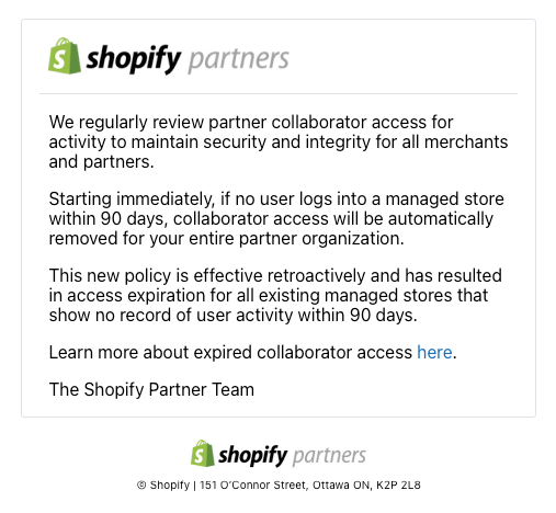 nikokolev's tweet photo. @Shopify @ShopifySupport why? Why? WHY? Would have been great to notify us first..and second, why retroactive!? Now I have to request access to a lot of clients!!! As if I have all this time to waste.. #notgood #notcool #notimpressed 😑😒🫤 https://t.co/Qk1noCmUP1