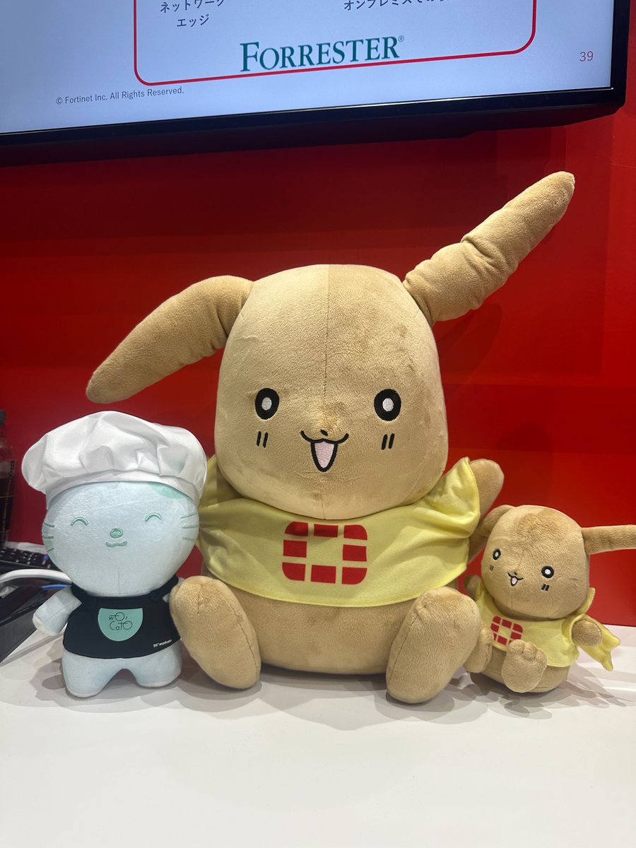 workato_jp's tweet photo. 今日、我らのWorCatOが新しい友達を作りました!🐱🤝🐰
@FortinetJapanさんのフォーティ君が遊びに来てくれました!みんな笑顔で、楽しいそうでした!
皆さんもこの楽しさを逃さず、ぜひお越しください!😊
#AWSSummit #WorkatoJP