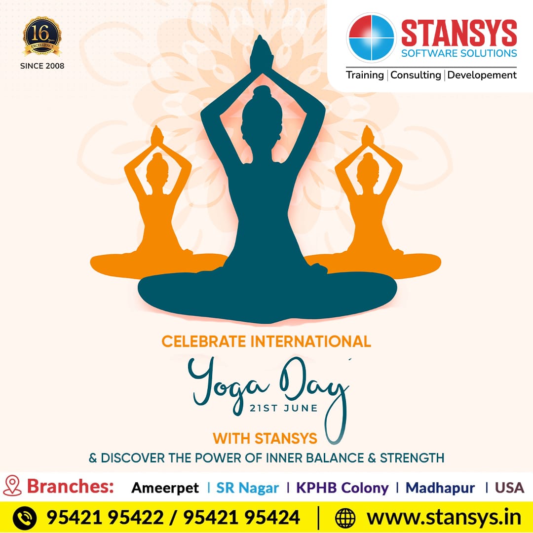 Stansys_SAS's tweet image. International Yoga Day is a day to celebrate inner balance and strength, promoting wellness and tranquility through yoga. 
Join Us Now: 95421 95422 / 95421 95424.
Visit:stansys.in
#internationalyogaday #stansyssoftwaresolutions #stansys #srnagar #hyderabad