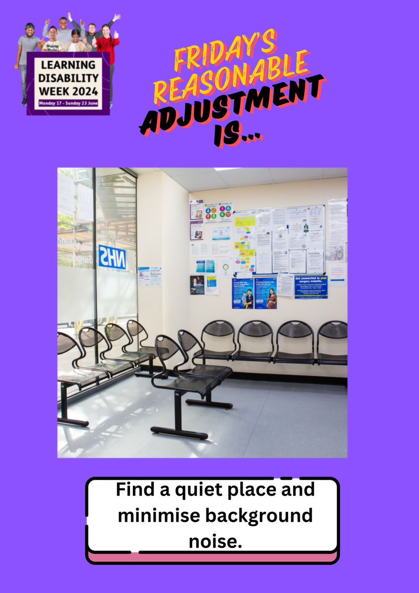 Hospitals are always busy and noisy which people with a learning disability find overwhelming. Looking for a quiet place for them to wait in will decrease anxiety and then wanting to leave.
#BHRUTLDWeek2024