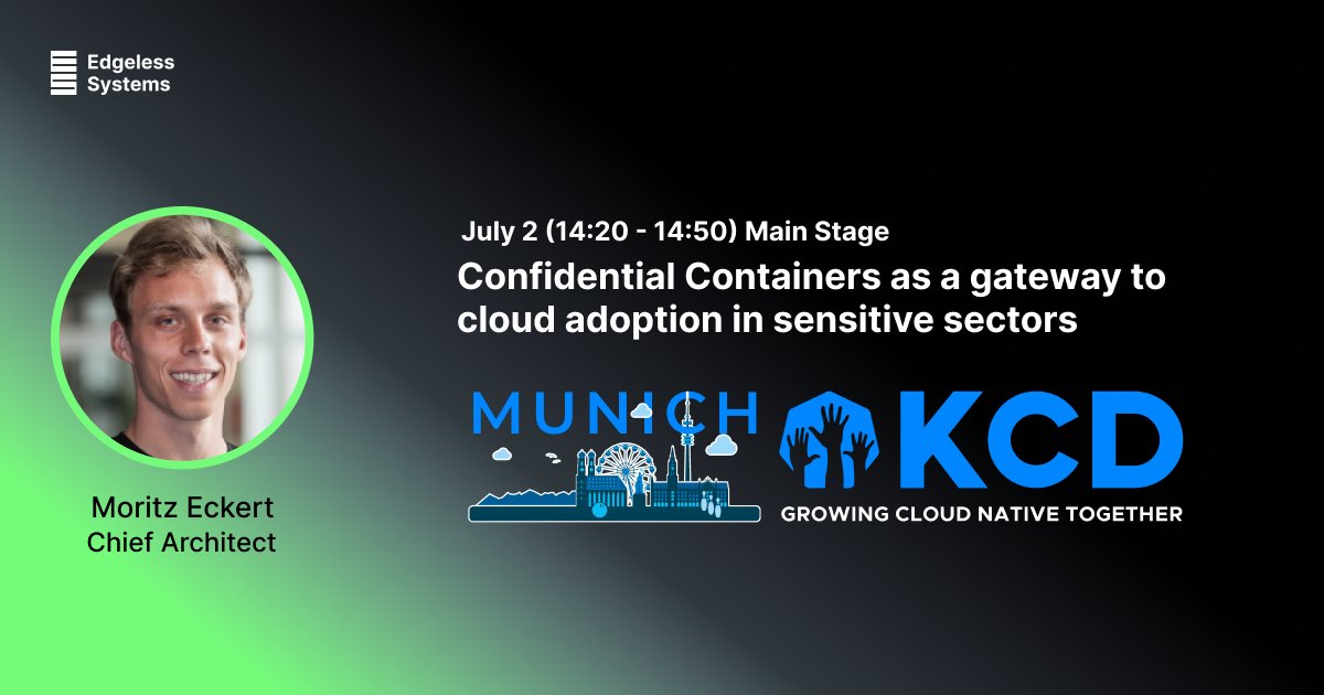 Join our Chief Architect <a href="/m1ghtymo/">Moritz Eckert</a> at @KCDMunich  on July 2nd for his talk, “Confidential Containers as a Gateway to Cloud Adoption in Sensitive Sectors”!

kcdmunich.de/schedule/
