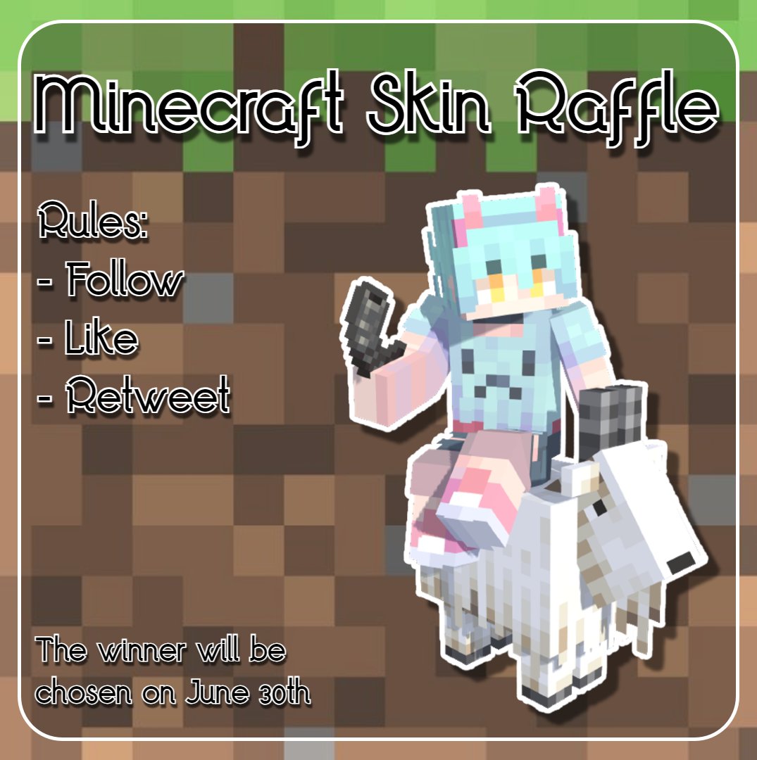 Caeleana_'s tweet photo. Minecraft skin raffle alert! There will be 1 winner, who will get 1 free 64x MC skin and a render!

I can work with ANY concept (except NSFW, hate, racist/sexist/etc). Check my profile!

To enter:
- Follow
- Like
- Retweet

The winner will be chosen on June 30th, 2024! Good luck! https://t.co/Kn752t6Gju