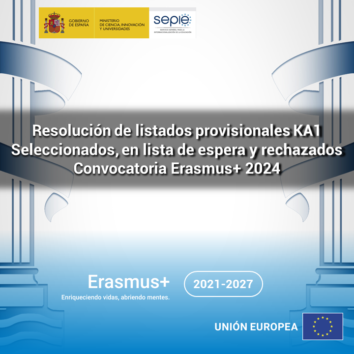 📢 Resolución KA1 Erasmus+ 2024.

Publicados los listados provisionales de solicitudes seleccionadas, en lista de reserva y rechazadas de la Acción Clave 1 y acreditación Erasmus para consorcios de movilidad de Educación Superior.

Convocatoria 2024.

➡️ sepie.es/convocatoria/r…