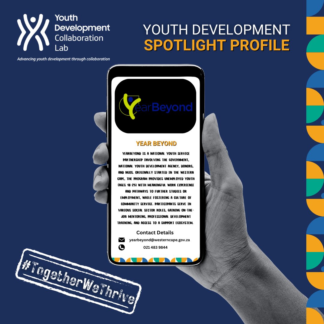 YD Co-Lab (@ydcolabza) on Twitter photo ๐Member Spotlight: <a href="/YearBeyond/">YearBeyond</a>. Proud to feature <a href="/YearBeyond/">YearBeyond</a>, linking #unemployed 18-25yr olds to meaningful work and development opportunities. Their dedication has helped thousands gain valuable experience and transition to new opportunities #YouthMonth2024 #TogetherWeThrive ๐Member Spotlight: <a href="/YearBeyond/">YearBeyond</a>. Proud to feature <a href="/YearBeyond/">YearBeyond</a>, linking #unemployed 18-25yr olds to meaningful work and development opportunities. Their dedication has helped thousands gain valuable experience and transition to new opportunities #YouthMonth2024 #TogetherWeThrive