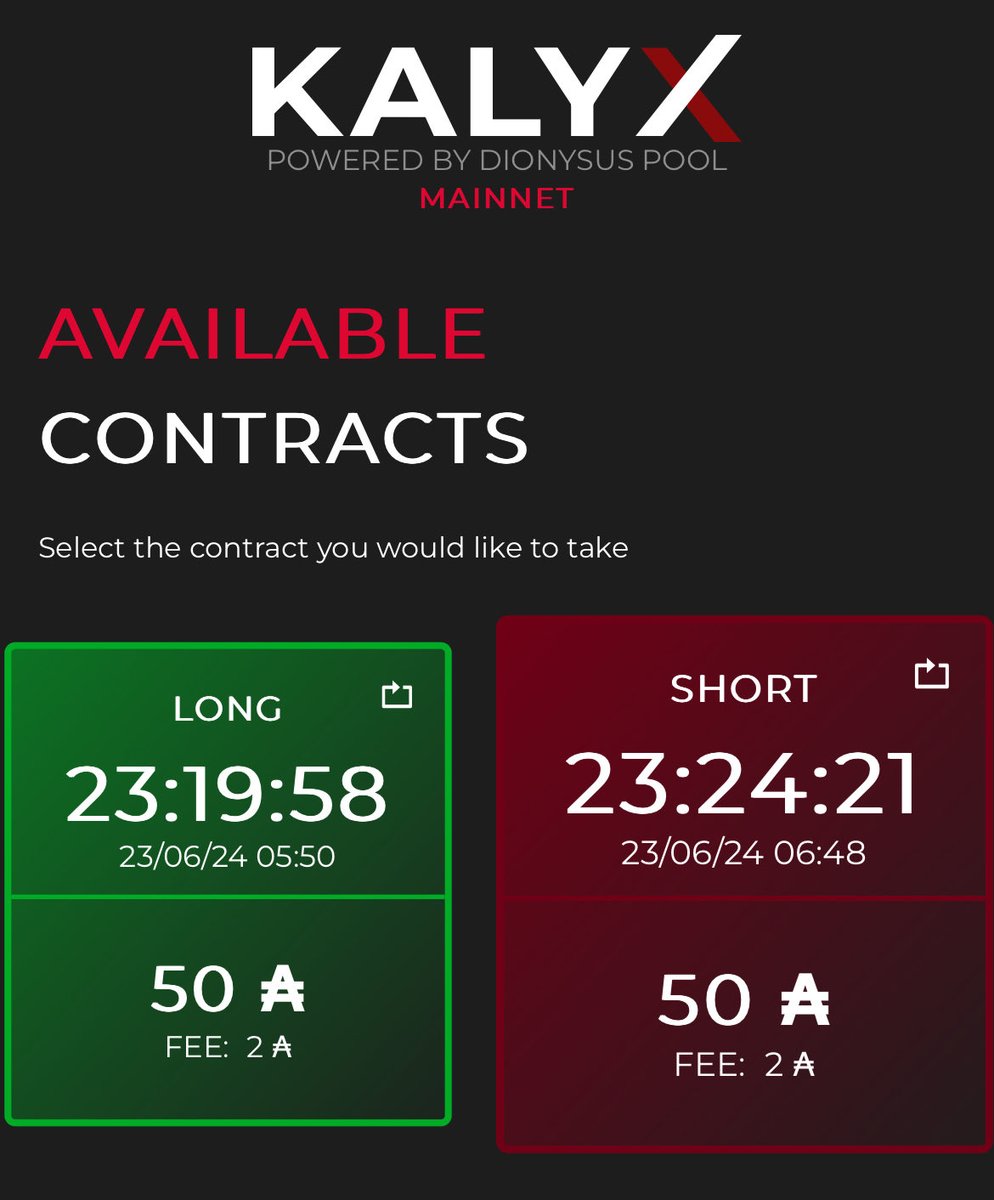 New kalyx.io dCFD contracts are open. Choose you preference or crate new one - sky is the limit 😉
#kalyxio #DeFi #cardano