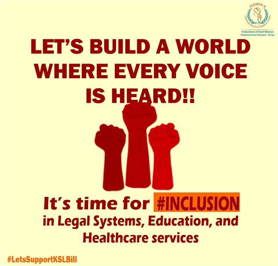 FedwenKenya's tweet photo. Equal access to justice, healthcare, and education means recognising and supporting the rights of everyone!! 

https://t.co/F9rNVjwxi7 via @httpstwittercomFedwenKenya

#inclusion
#Equality 
#supportKSLBill https://t.co/XrXapip91K