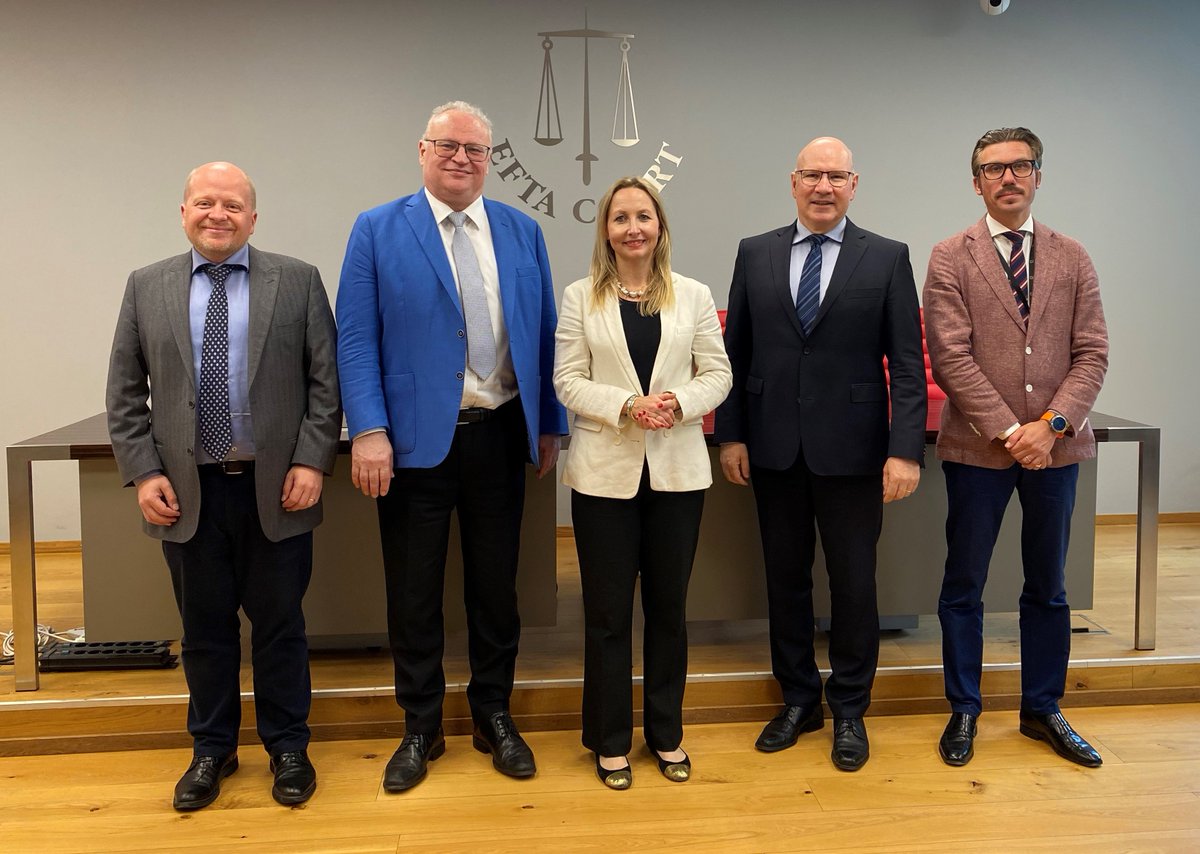 Yesterday the EFTA Court had the pleasure of welcoming EFTA Secretary General Siri Veseth Meling. Secretary General Meling was received by a delegation of the EFTA Court Judges and the Registrar: rb.gy/p6ursh