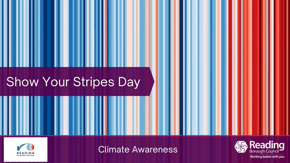 ReadingCouncil's tweet image. Today is Show Your Stripes Day!

The stripes were created by @UniofReading climate scientist Prof Ed Hawkins and illustrate the rapid heating of our planet. 

You can download &amp;amp; Show Your Stripes &amp;amp; help continue the climate change conversation: 

rdguk.info/yDhcL

#rdguk