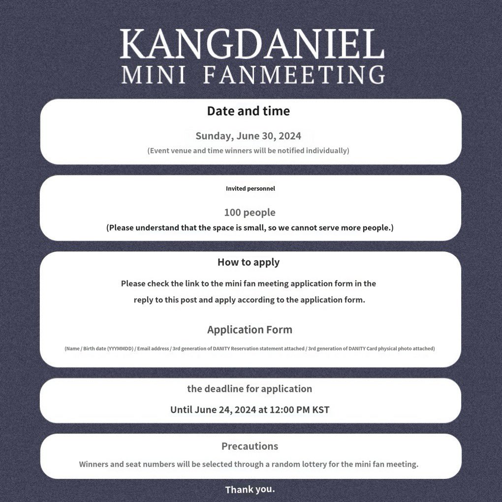 Hello, this is Kang Daniel.

It's something I've wanted to try at least once.
I would like to take some time to talk with my fans, even if just in a small way.

Please refer to the image and reply below for more details! ☺️

#kangdaniel #강다니엘
Trans may contain inaccuracies