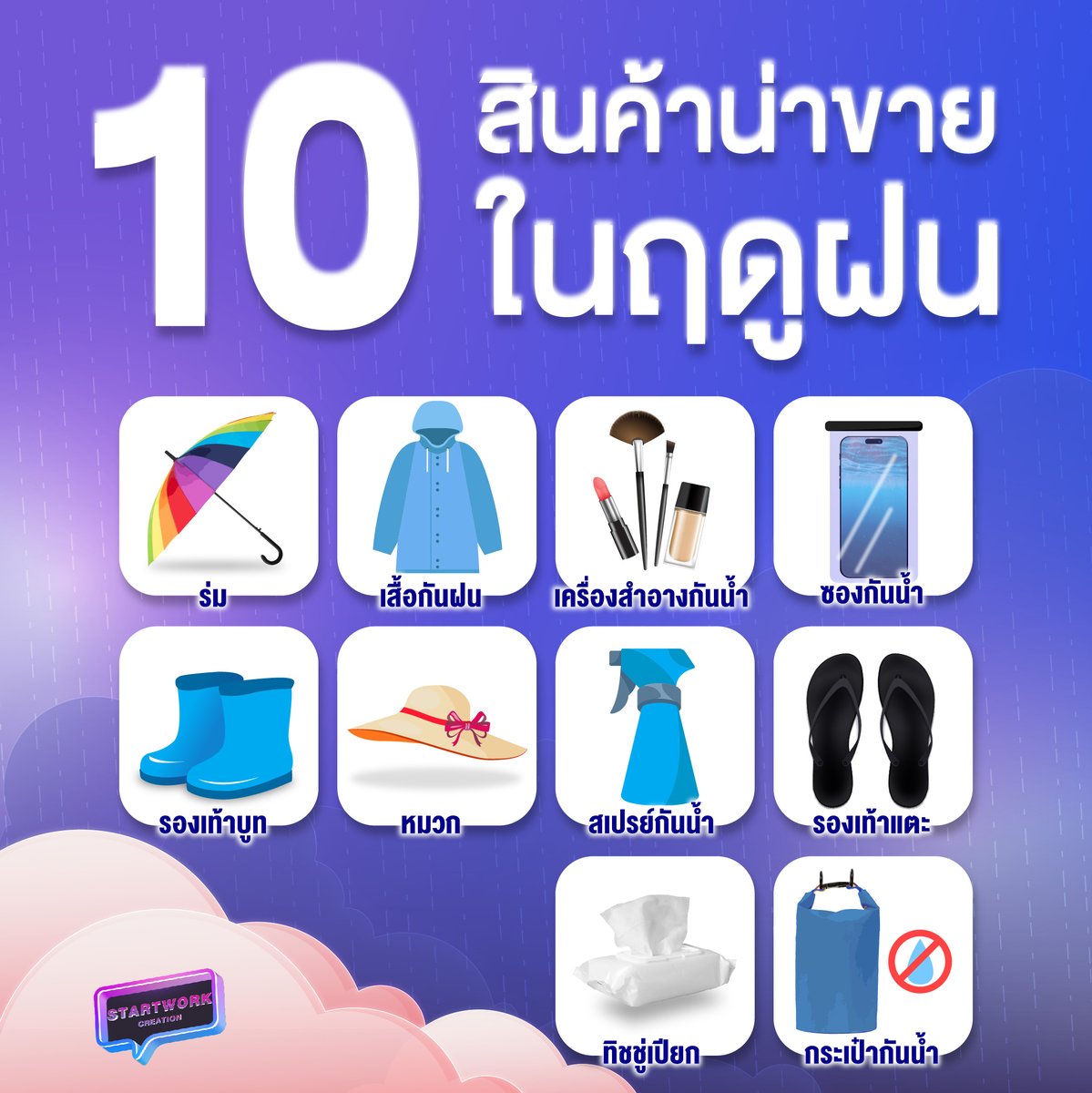 StartworkSC's tweet image. 10 สินค้าน่าขายในฤดูฝน มีอะไรบ้างไปนะ
จะดีกว่ามั้ยถ้ามีบริการจาก Start Work เป็นคนช่วยคุณ     
Start Work รับเปิดร้านค้า และดูแลร้านค้า บน Lazada/Shopee/TikTok Shop/LINE MyShop    
#lazada #shopee #startwork #ร้านค้าออนไลน์