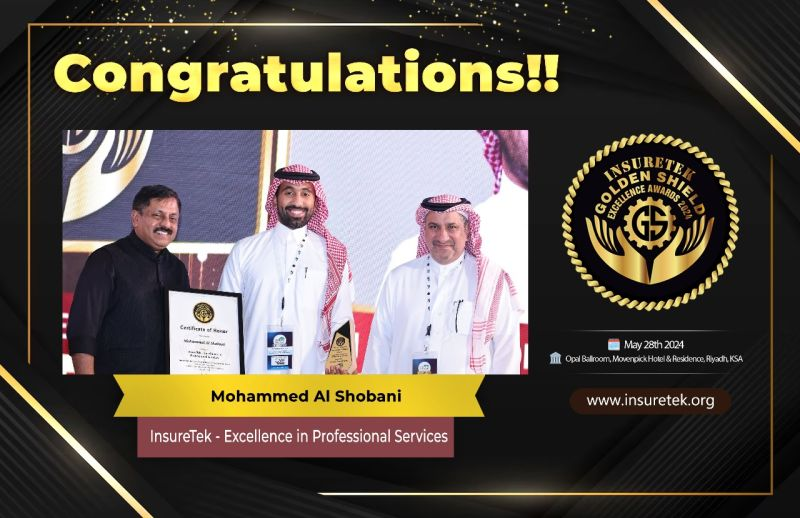 🎉 Congratulations to Mohammed Al Shobani - Chief Information Officer, SAICO Insurance for winning the prestigious 𝐈𝐧𝐬𝐮𝐫𝐞𝐓𝐞𝐤 𝐄𝐱𝐜𝐞𝐥𝐥𝐞𝐧𝐜𝐞 𝐢𝐧 𝐏𝐫𝐨𝐟𝐞𝐬𝐬𝐢𝐨𝐧𝐚𝐥 𝐒𝐞𝐫𝐯𝐢𝐜𝐞𝐬 𝐀𝐰𝐚𝐫𝐝 at the 𝐈𝐧𝐬𝐮𝐫𝐞𝐓𝐞𝐤 𝟐𝟎𝟐𝟒 in 𝐒𝐚𝐮𝐝𝐢 𝐀𝐫𝐚𝐛𝐢𝐚!
