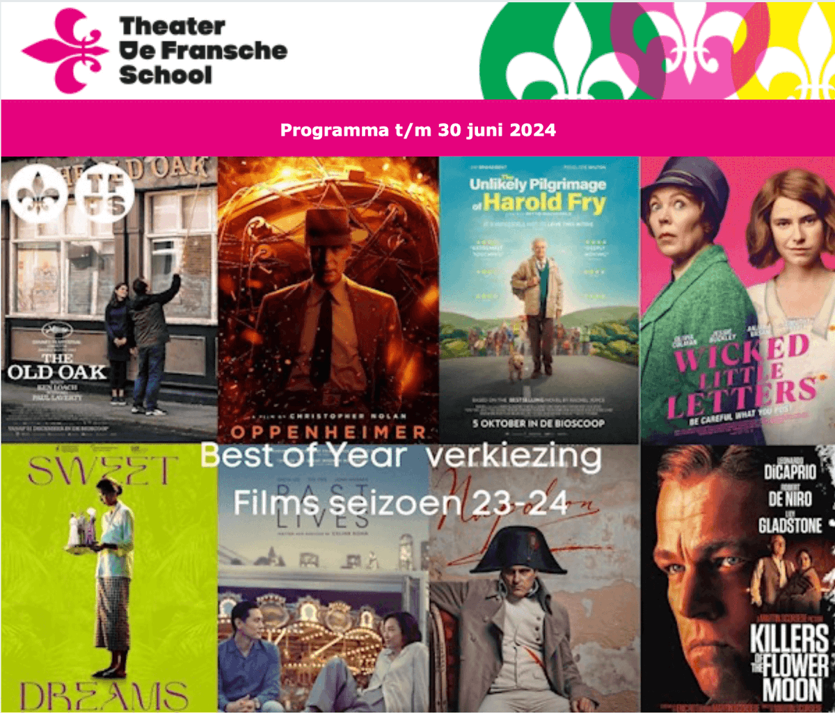 Programma tm volgende week &amp; Best of Year verkiezing Films seizoen 23-24!
theaterdefranscheschool.nl/nb
Blijf op de hoogte en schrijf je in!
theaterdefranscheschool.nl/bodh

#buitenbios
#blijfopdehoogte #theater #film #podium #culemborg #gelderland #utrecht #tiel