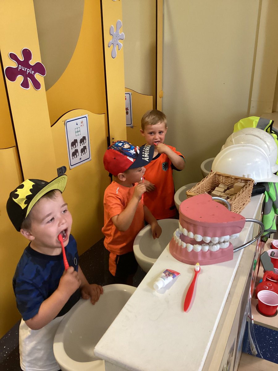 StBellarmine's tweet image. Nursery have been learning how to brush their teeth independently. We know we need to keep our teeth clean and healthy. Toothbrushes and toothpaste will be sent home in book bags tonight to have a go at home. #Healthyandactive #PSED #EYFS
