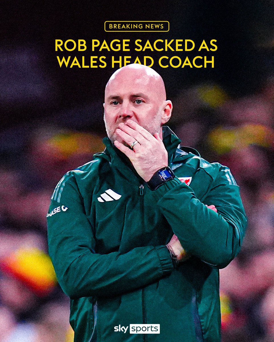 SkyFootball's tweet image. BREAKING: Rob Page sacked as Wales head coach 🚨