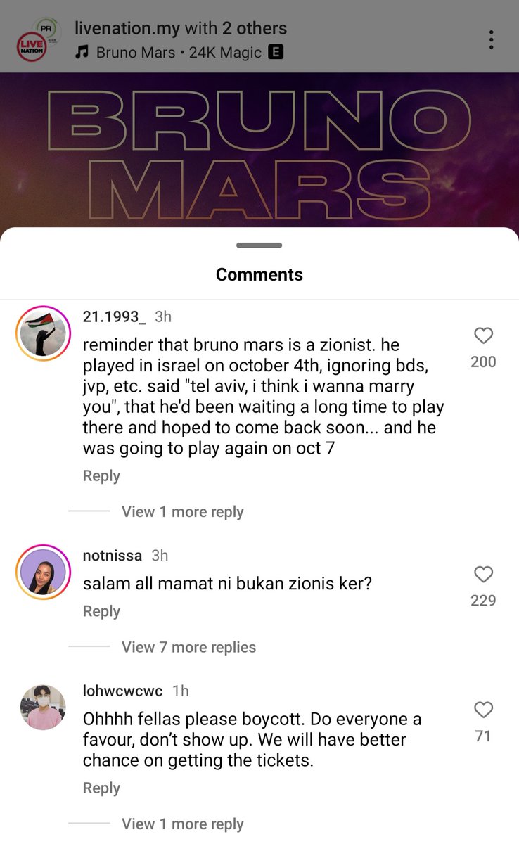 westenthu's tweet photo. wst Respect banget sama warga malay yang langsung boik0t bruno mars karena dia terang-terangan zionist 🥺, di indo malah pada rame nge hype, padahal kemarin boik0t band yang kolab sama sbux cepet banget. https://t.co/exBglrtN31
