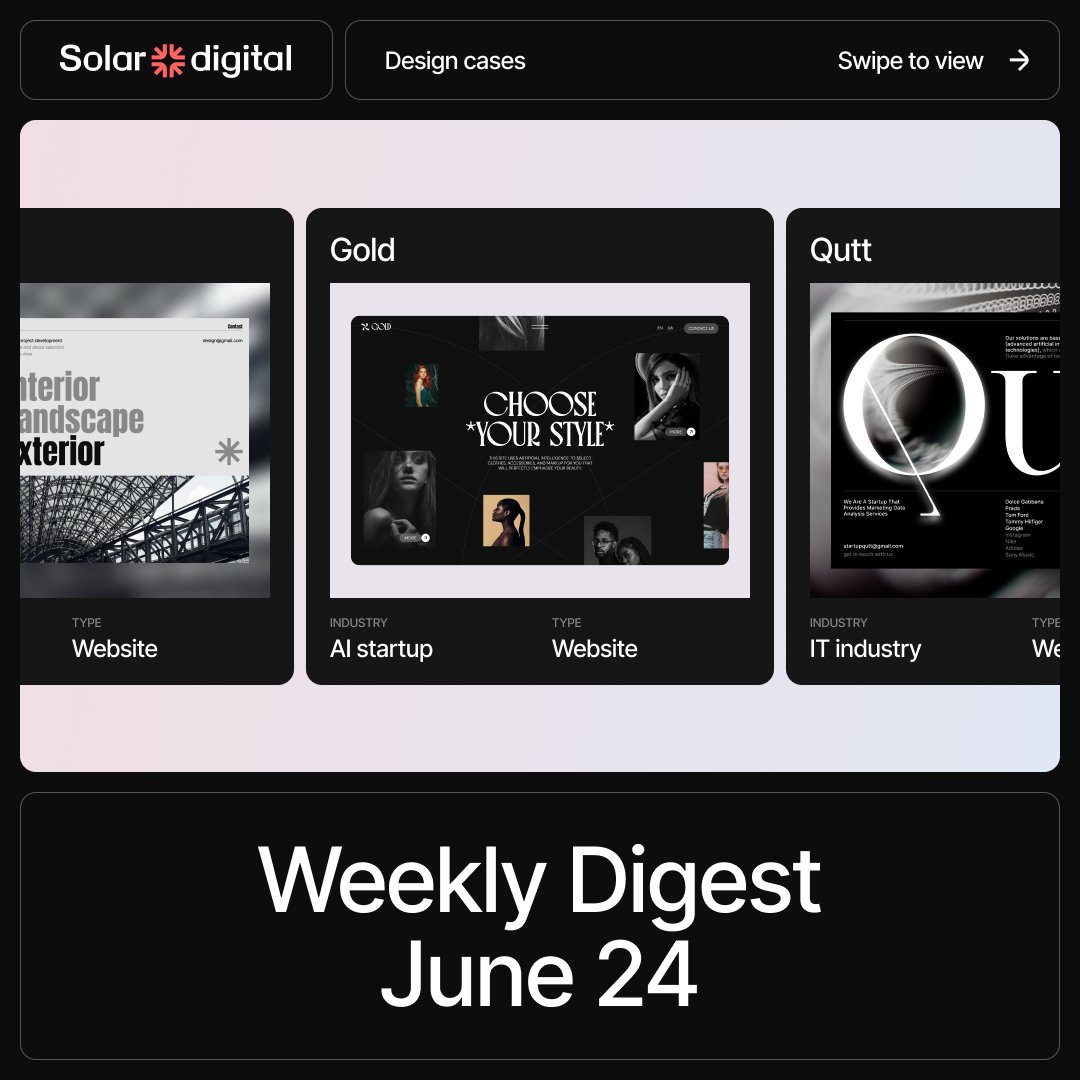 solardigitalua's tweet image. Let’s check our latest shots and subscribe to us on Dribbble 🫶🏻

Link: dribbble.com/solar-digital

By the way, what short do you like the most? 😇

#designdigest