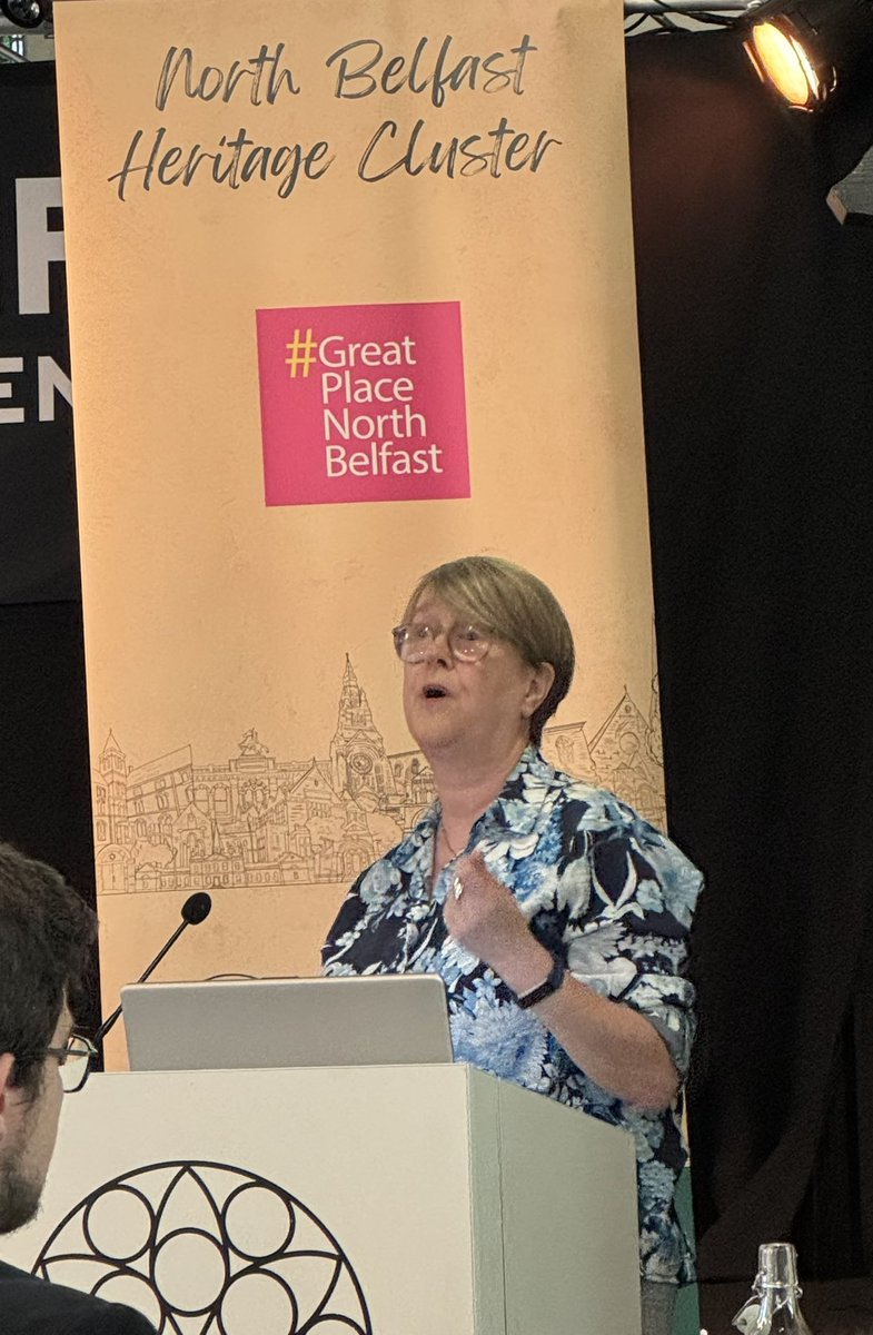 <a href="/cliftonbelfast/">Clifton House Belfast</a> CEO Paula Reynolds speaking to delegates at the North Belfast Heritage Cluster on the value of heritage led regeneration- celebrating place &amp; culture, building social capital and developing the local economy