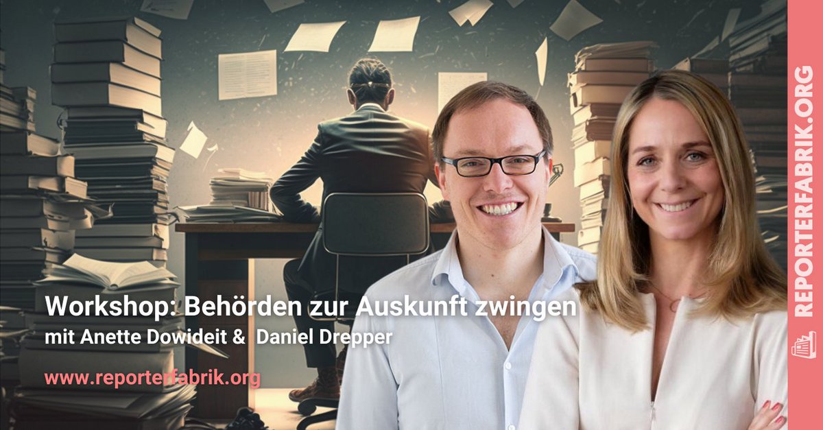 In #Deutschland ist der #Staat gegenüber seinen Bürgern auskunftspflichtig. <a href="/antennedowideit/">𝙰𝚗𝚎𝚝𝚝𝚎 𝙳𝚘𝚠𝚒𝚍𝚎𝚒𝚝</a> und @danieldrepper waren an einigen spannenden #Recherchen beteiligt und zeigen im #Workshop, wie man Behörden zur Auskunft zwingt. correctiv.link/Ys6A #correctiv #Journalismus #IFG