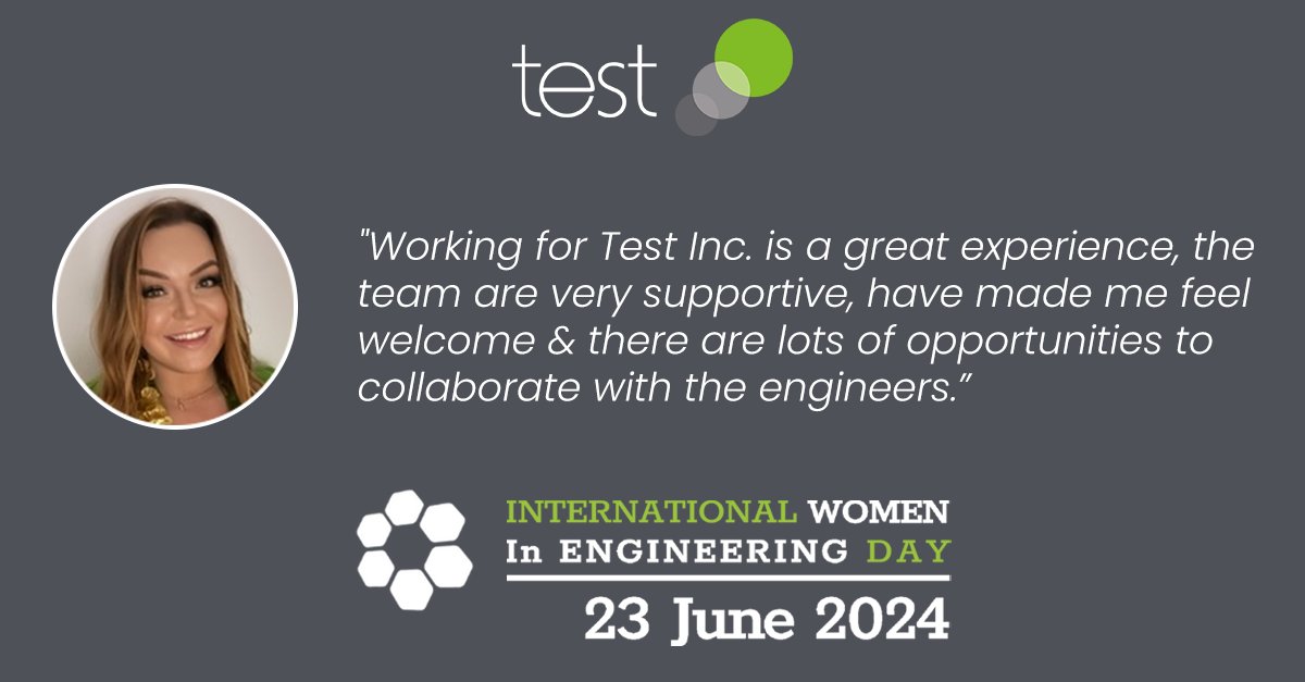 This Sunday, June 23rd, is International Women in Engineering Day!

At Test, we're proud to celebrate the incredible accomplishments of female engineers and their vital contributions to our industry.

Check out our open engineering roles at
testinc.co.uk/careers.

#INWED24
