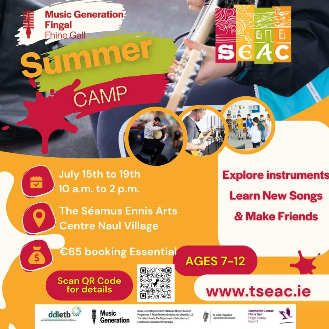 Music Generation Fingal (@musicgenfingal) on Twitter photo 🎶 Summer Music Camps in Fingal: 🎸
Swords Carnegie Library Arts Hub: July 1st to 5th, 10 AM to 2 PM daily.
forms.office.com/e/8VMJzVzn61
<a href="/seamusennisarts/">The Séamus Ennis Arts Centre</a>: Naul July 15th to 19th, 10 AM to 2 PM daily.
tseac.ticketsolve.com/ticketbooth/sh…
<a href="/EVENTSinFingal/">Events in Fingal</a> <a href="/fingalarts/">Fingal Arts</a> <a href="/mus_gen/">Music Generation Ireland</a> <a href="/ddletb/">Dublin & Dún Laoghaire ETB</a> <a href="/Fingalcoco/">Fingal County Council</a> 🎶 Summer Music Camps in Fingal: 🎸
Swords Carnegie Library Arts Hub: July 1st to 5th, 10 AM to 2 PM daily.
forms.office.com/e/8VMJzVzn61
<a href="/seamusennisarts/">The Séamus Ennis Arts Centre</a>: Naul July 15th to 19th, 10 AM to 2 PM daily.
tseac.ticketsolve.com/ticketbooth/sh…
<a href="/EVENTSinFingal/">Events in Fingal</a> <a href="/fingalarts/">Fingal Arts</a> <a href="/mus_gen/">Music Generation Ireland</a> <a href="/ddletb/">Dublin & Dún Laoghaire ETB</a> <a href="/Fingalcoco/">Fingal County Council</a>