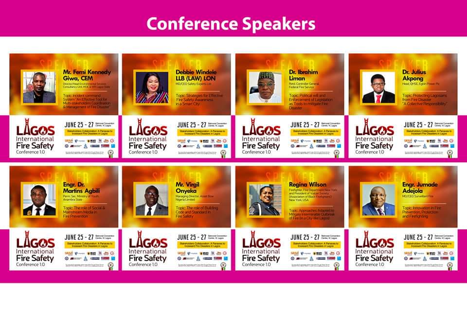 Behold the Speakers at the Lagos International Fire Safety Conference taking place from June 25 - 27, 2024.

<a href="/jidesanwoolu/">Babajide Sanwo-Olu</a>  <a href="/drobafemihamzat/">Obafemi Hamzat</a>  <a href="/gbenga_omo/">Gbenga Omotoso</a>  <a href="/gboyegaakosile/">Gboyega Akosile</a>  <a href="/LAG_FireService/">LAGOS FIRE SERVICE 🚒</a> <a href="/BSaluHundeyin/">Bimbola Salu-Hundeyin</a>  <a href="/Mr_JAGs/">Jubril A. Gawat</a>
 #LagosInternationalFireSafetyConference  
#ConferenceSpeakers