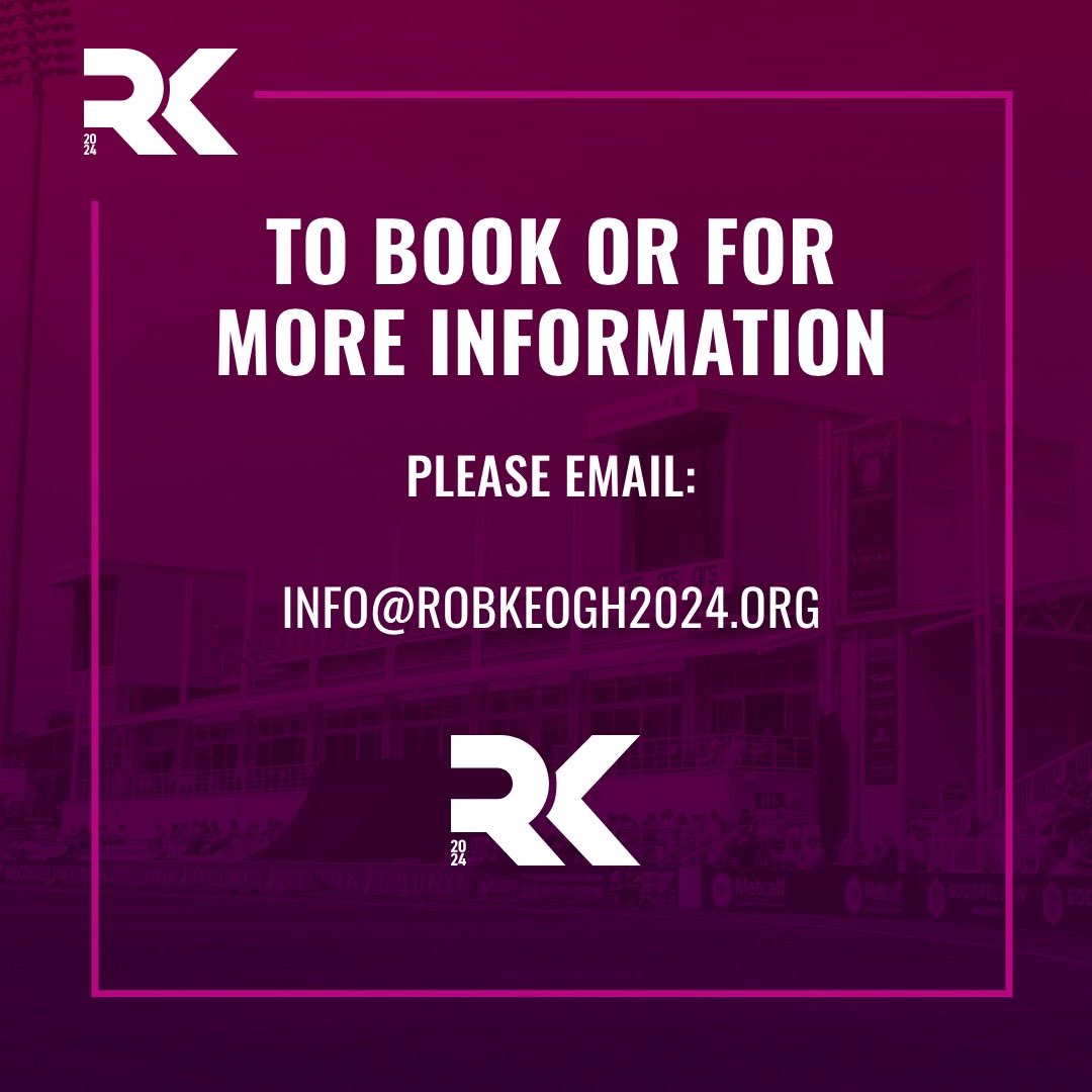 With General Admission tickets selling fast, we have a variety of amazing hospitality options available. Take a look! To find out more or to book please email: info@robkeogh2024.org 🏏🏉