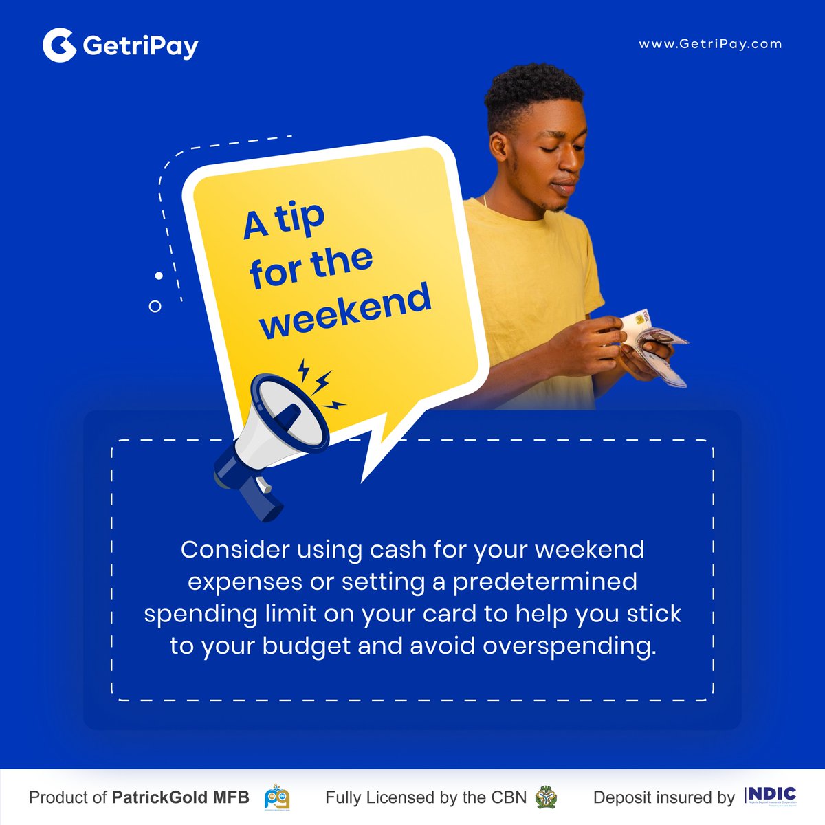 GetriPay's tweet photo. A tip for the weekend. #getripay #weekendtips #finance #digital #money #MobileBanking #DigitalBanking #Bank #financial #happyweekend https://t.co/zGxOyWa5pN