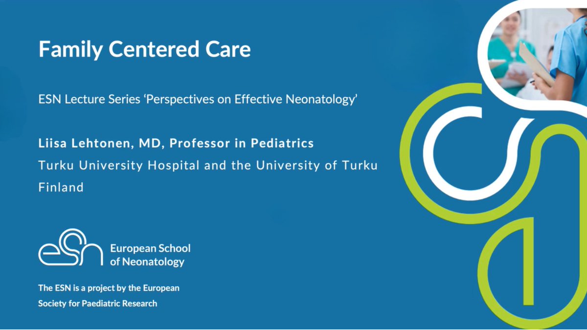 ESPR_ESN's tweet image. 🥳Great news: The fourth lecture of our free ESN Lecture Series &apos;Perspectives on Effective Neonatology&apos; is online now! 👉Click esntutorial.espr.eu/eduMarket to attend the lecture &apos;Family Centered Care&apos;, presented by Prof. Liisa Lehtonen @LLehtonenNeo - don&apos;t miss it!💡#ESNLectureSeries