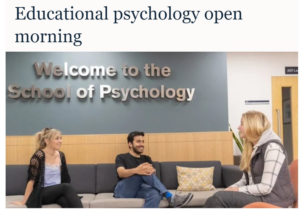 🌟Educational Psychology Professional Training Open Morning 🌟 Saturday 5 October <a href="/UniofNottingham/">Uni of Nottingham #WeAreUoN</a> A chance to discover more about their 3 year Doctorate in Applied Educational Psychology. Visit their website for more information #edutwitter #twittereps Please share!