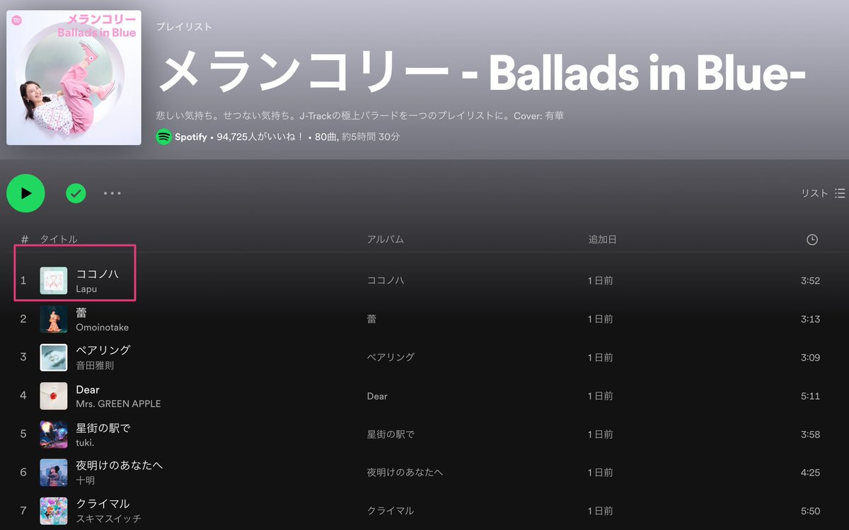 Spotify公式プレイリストに選んでいただけました🥹🩵うれしいっ‼︎

Thanks <a href="/SpotifyJP/">Spotify Japan</a> 🙏
open.spotify.com/playlist/37i9d…
