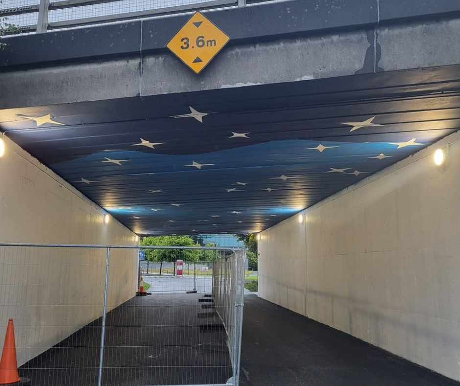 StreetArtInk's tweet photo. 🎨 Exciting news! Street Art Ink has completed Phase 1 of our mural arts project at University Galway underpass. 300 sqm prepped, white walls and ceiling art installed. Can’t wait for Garreth Joyce to work his magic next! #StreetArt #MuralProject #Galway https://t.co/ilEjUsI5FF