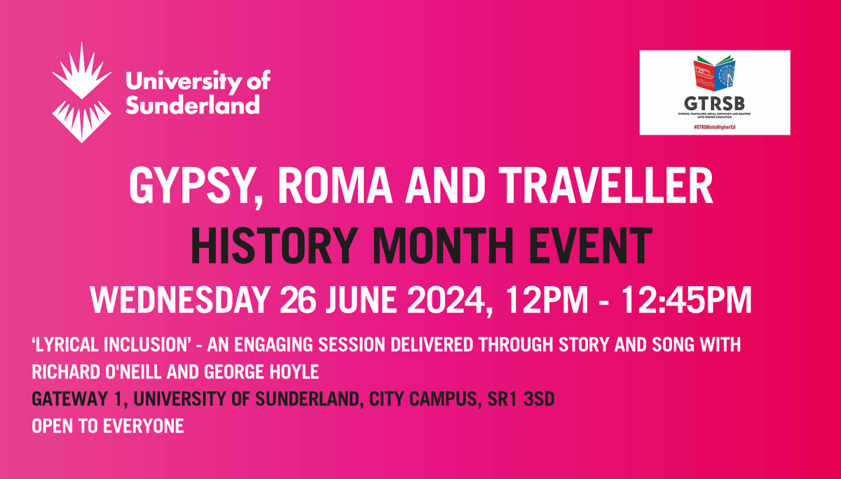 To further celebrate Gypsy, Roma and Traveller History Month in June, <a href="/therroneill/">Richard O'Neill</a> &amp; <a href="/folk_cunning/">Cunning Folk</a> join us on campus to share their insights into equity, diversity and inclusion through story and song.
Everyone is welcome to attend.
bit.ly/3QIqEha