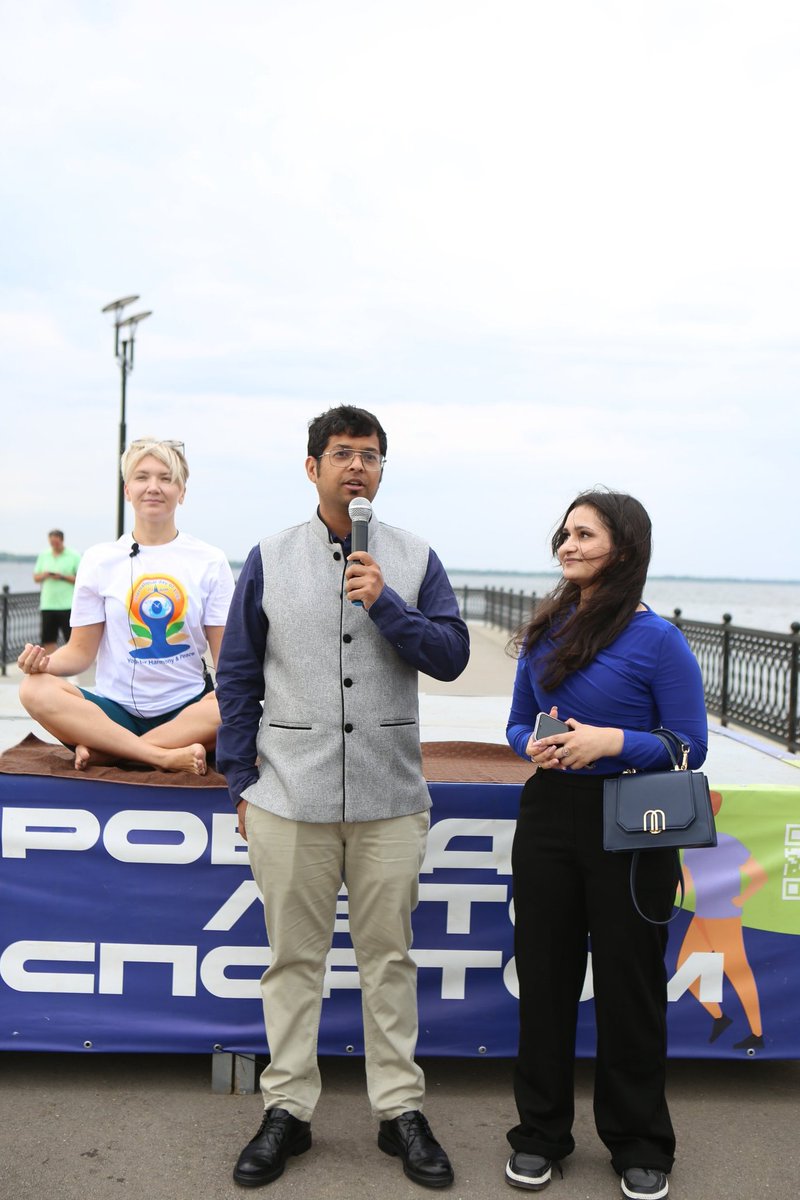 Mr. Rohit Nema,SS,EoI, Moscow along with Yoga instructor Ms. Olga Alexeevna, inaugurated the Xth #IDY2024 event at Saratov today. Thankful to Yoga enthusiasts and Saratov Administration for support &amp; cooperation.<a href="/moayush/">Ministry of Ayush</a> <a href="/mpprataprao/">Prataprao Jadhav</a>
<a href="/IndianDiplomacy/">Indian Diplomacy</a> <a href="/vkumar1969/">Vinay Kumar</a> <a href="/ktuhinv/">Kumar Tuhin</a> <a href="/iccr_hq/">ICCR</a>