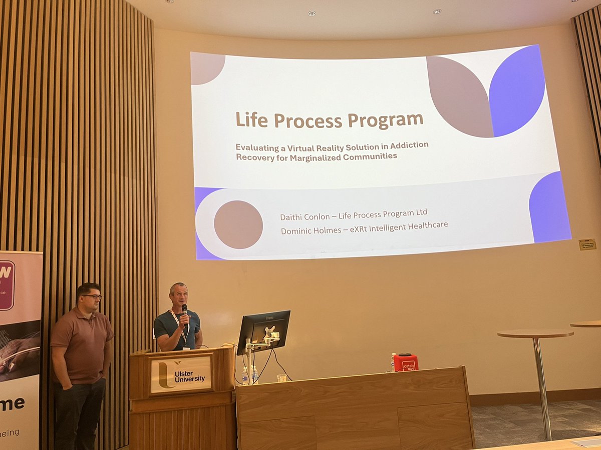 We hope you’re feeling refreshed after that very important day 3 coffee break! ☕️ Our next talk is “Evaluating a Virtual Reality Solution in Addiction Recovery for Marginalized Communities”, presented by Daithi Conlon and Dominic Holmes #UlsterDMHW2024