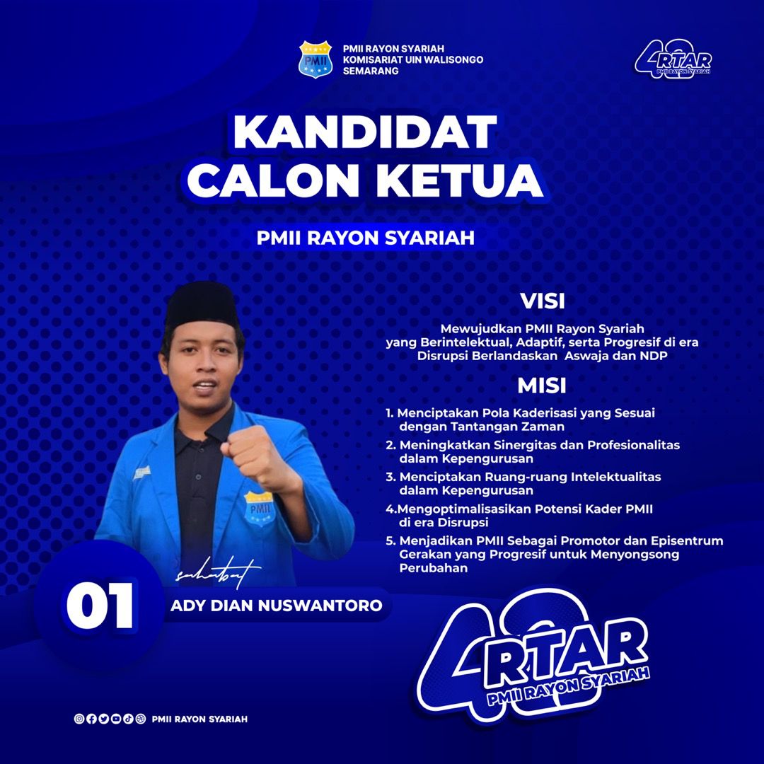 RayonSyariah's tweet photo. [ KANDIDAT CALON KETUA RAYON ]

Assalamu’alaikum Wr. Wb

*Hidup Mahasiswa!!!*
*Salam Pergerakan* 💙💛✊

Halo sahabat rasya yang berbahagia 🤗 Berikut adalah kandidat calon ketua PMII Rayon Syari’ah calon 01 periode tahun 2024-2025. https://t.co/65IxzOx8ah