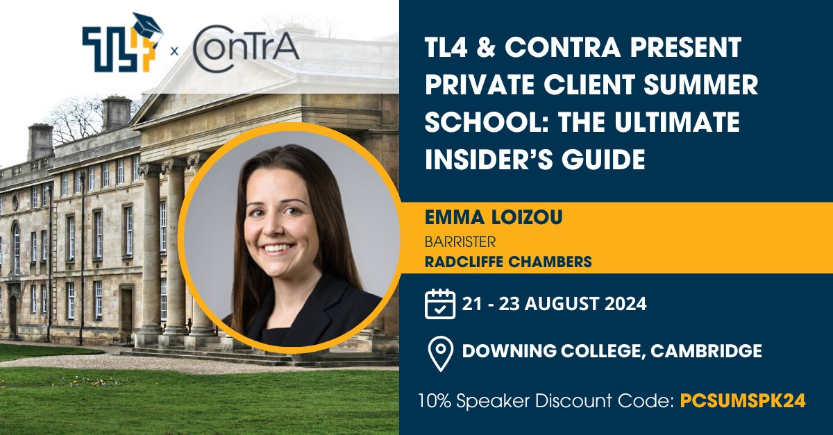 Radcliffe Chambers (@radcliffechmbrs) on Twitter photo Emma Loizou will be speaking at <a href="/TL4PrivClient/">ThoughtLeaders4 Private Client</a> & <a href="/ConTrA_socials/">ConTrA (The Contentious Trusts Association)</a> present Private Client Summer School: The Ultimate Insiderās Guide on āAll you need to know about Privilegeā on Thursday 22nd August.
The event will take place across Wednesday 21st August- Friday 23rd August at Emma Loizou will be speaking at <a href="/TL4PrivClient/">ThoughtLeaders4 Private Client</a> & <a href="/ConTrA_socials/">ConTrA (The Contentious Trusts Association)</a> present Private Client Summer School: The Ultimate Insiderās Guide on āAll you need to know about Privilegeā on Thursday 22nd August.
The event will take place across Wednesday 21st August- Friday 23rd August at