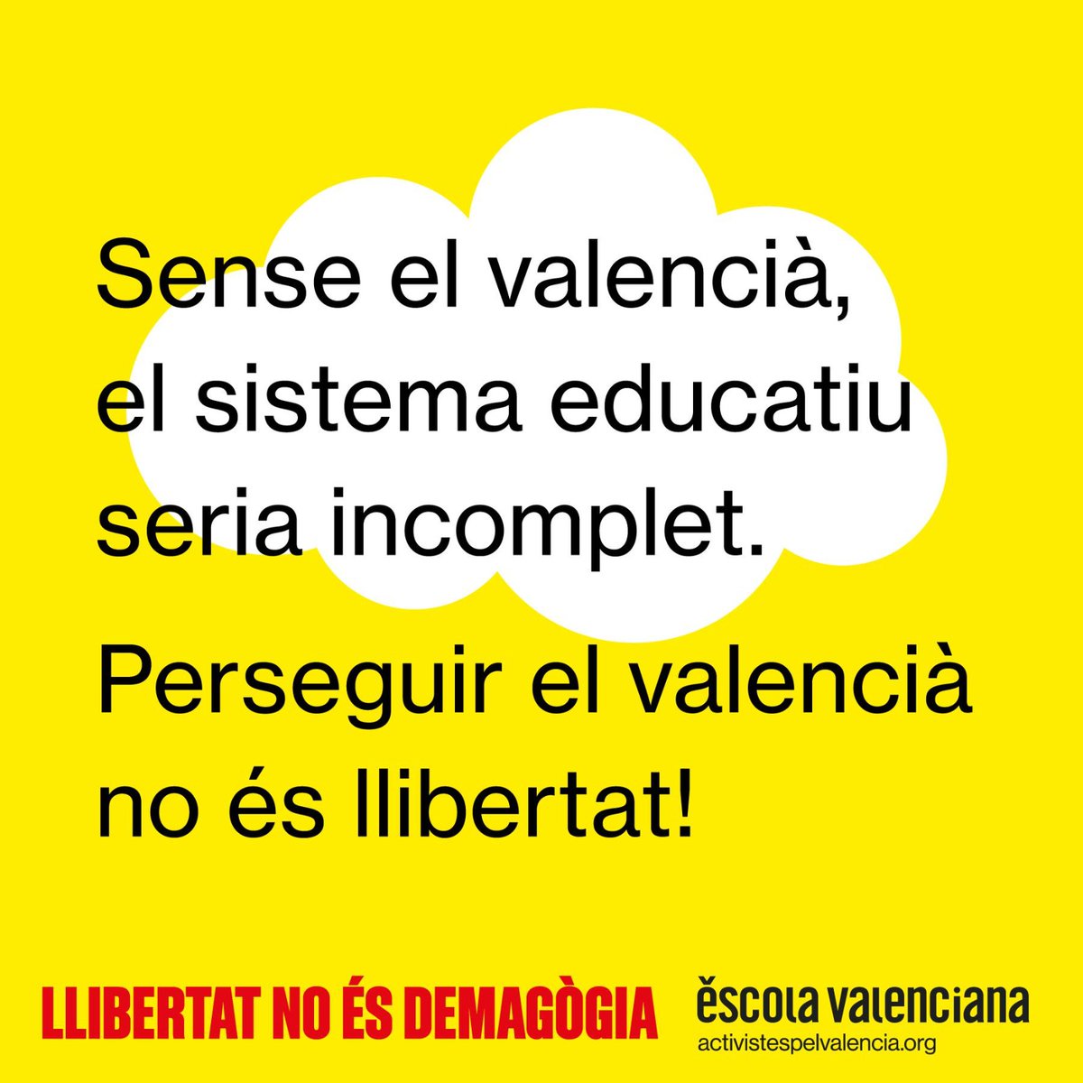 Dijous, les Corts Valencianes aprovaran la #LleiRovira però sense el valencià el sistema educatiu seria incomplet. 
✊Baixa al carrer i participa! 
🗓️ Dijous 27 de juny
🕛 18.00 hores
📍Alacant (Casa de les Bruixes) 
📍Castelló (Casa dels Caragols)
📍València (Plaça Manises)