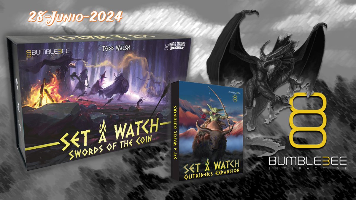 Bumble3ee_Int's tweet photo. El 28 de junio llega por fin Set A Watch: Swords of the Coin y la exp. Outriders. 🧙♂️🗡️
Para celebrarlo, hoy estrenamos en nuestro canal de Youtube el Tráiler locutado por Kiko Béjar.
Hora: 20:00 👉 https://t.co/HhJj1cLzS5
¡No te lo pierdas!
#Juegodemesa #setawatch #Bumble3ee https://t.co/IQubxgc89O
