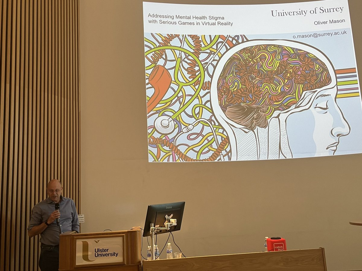 Our final talk in session 7 is “Addressing Mental Health Stigma with Serious Games in Virtual Reality” presented by Oliver Mason #UlsterDMHW2024
