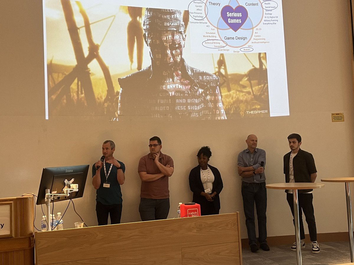 Session 7 on Gamification, Virtual Reality (VR), and Augmented Reality (AR) concludes with a Q&amp;A, thank you to all our speakers for another engaging session  #UlsterDMHW2024