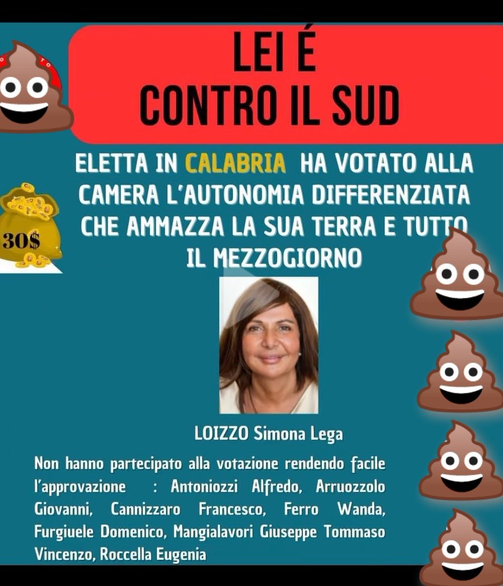 allenatorebis's tweet photo. @GiuseppeConteIT #Loizzo ama la #Calabria e per questo ha votato a favore dell'#AutonomiaDifferenziata glielo hanno chiesto i calabresi che votano #Lega e che hanno votato per lei!! https://t.co/I6jQmmJTxG