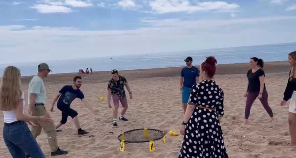 flanagan_se's tweet image. Great fun had at the @higenes team away day this week. Sand, sea, sunshine and Spike Ball 🏖️