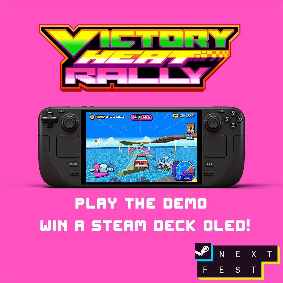 PlaytonicGames's tweet photo. You have THREE DAYS to win a Steam Deck OLED and a copy of Victory Heat Rally! 

If you don't enter, I will! 

(I won't, I'm not allowed 😞) 

https://t.co/v9Sl9MOrbl https://t.co/8Tn1bBSt9q